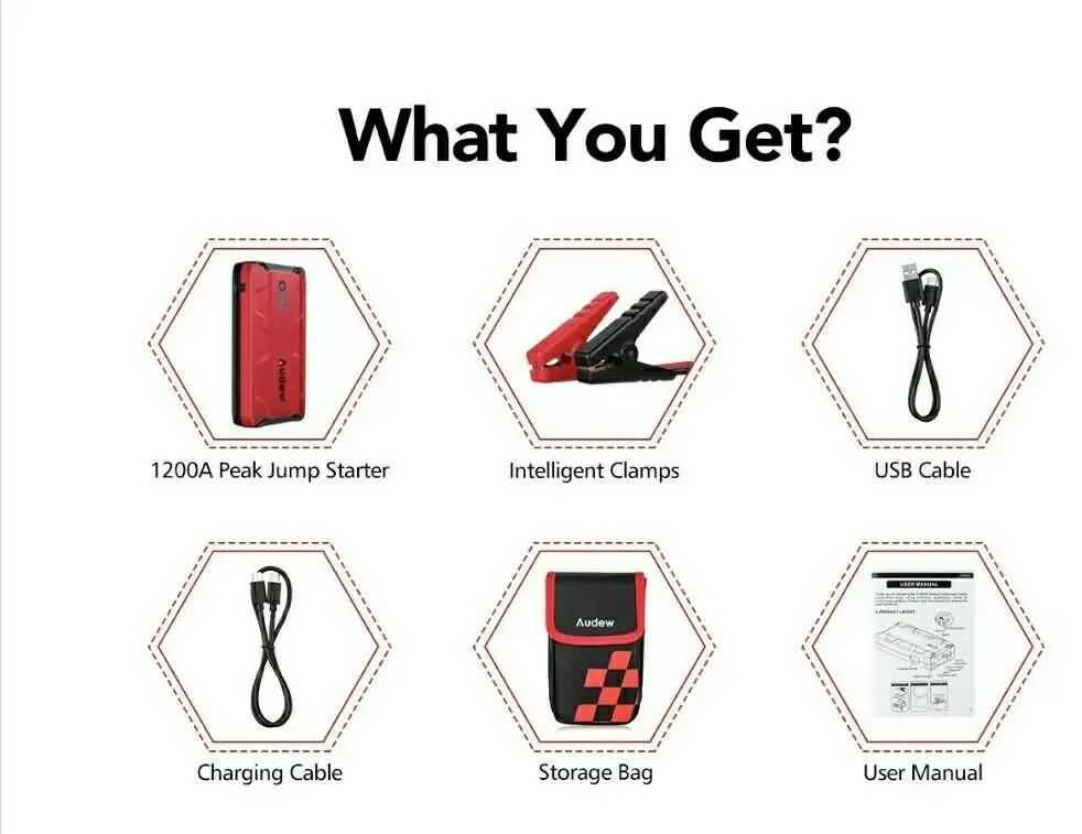 audew jump starter what you get