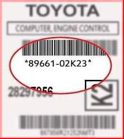 89661-02k23 corolla ecu number on label