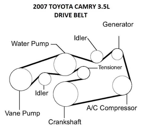 2007 Toyota Camry Engine Wiring and Drive Belt Diagram