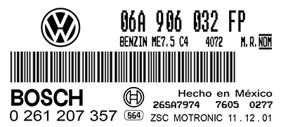 VW 06A 906 032 FP ECM label